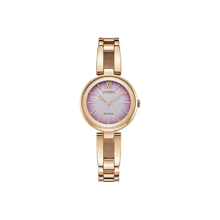 CITIZEN Световой Кварцевый Механизм Женские Часы Eco Drive Series 20мм*5мм*5мм Розовые
