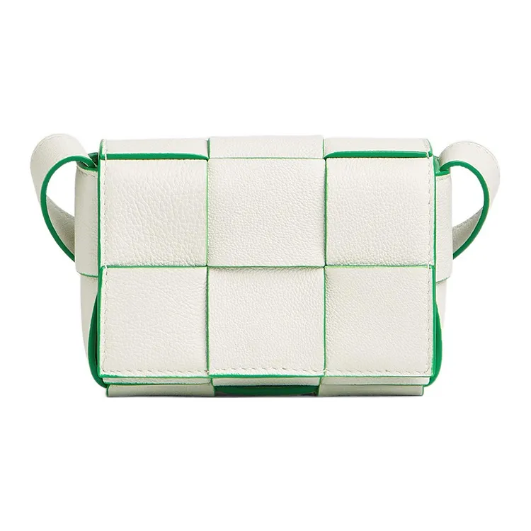 Bottega Veneta CASSETTE Sheepskin Tofu Bag, Shoulder Bag, Crossbody Bag Mini Women's White & Parrot Green