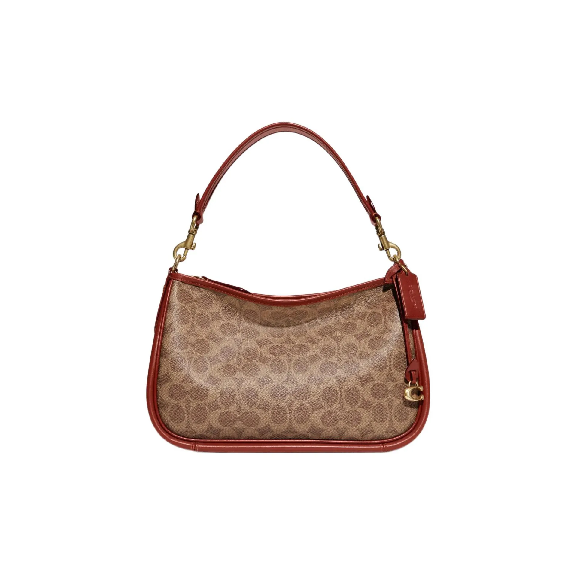 COACH Cary Coated Canvas With Calfskin Handbag, Shoulder Bag, Crossbody Bag Tubas Women's Brown