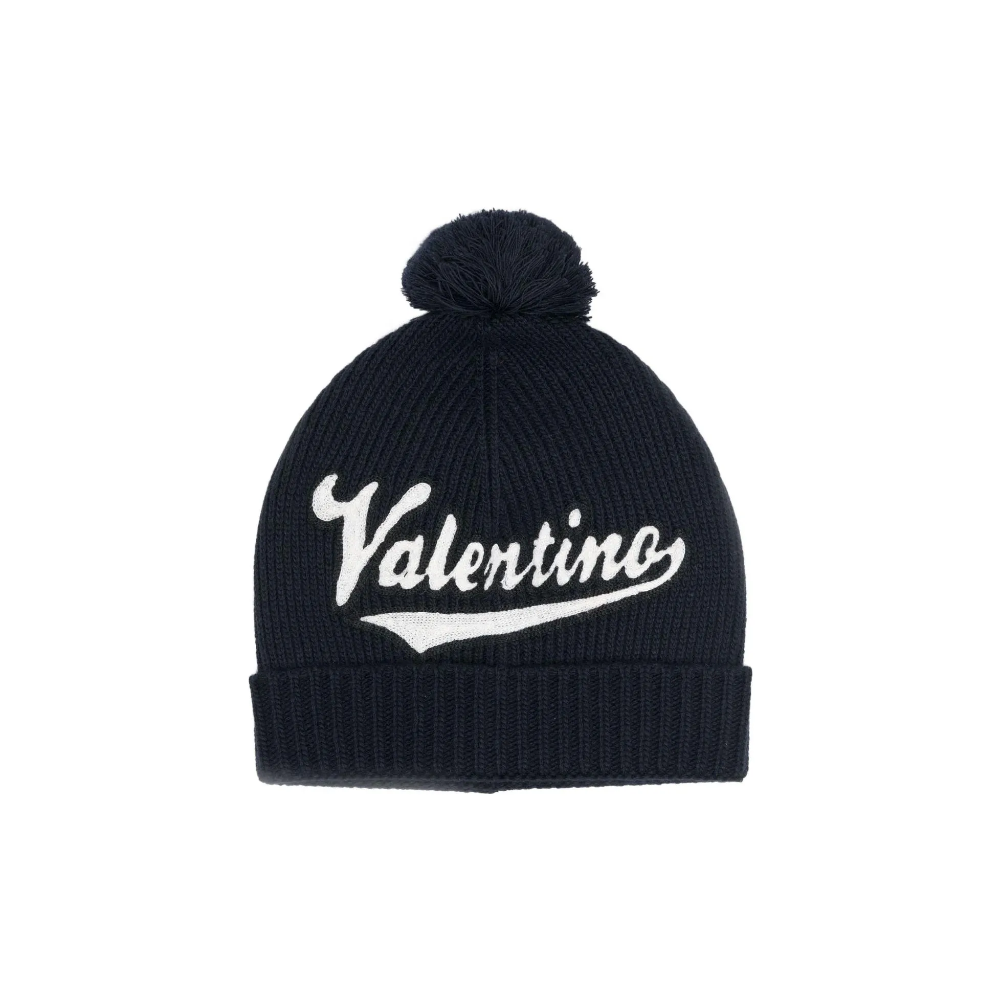 Valentino Вязаные шапки темно-синего цвета унисекс