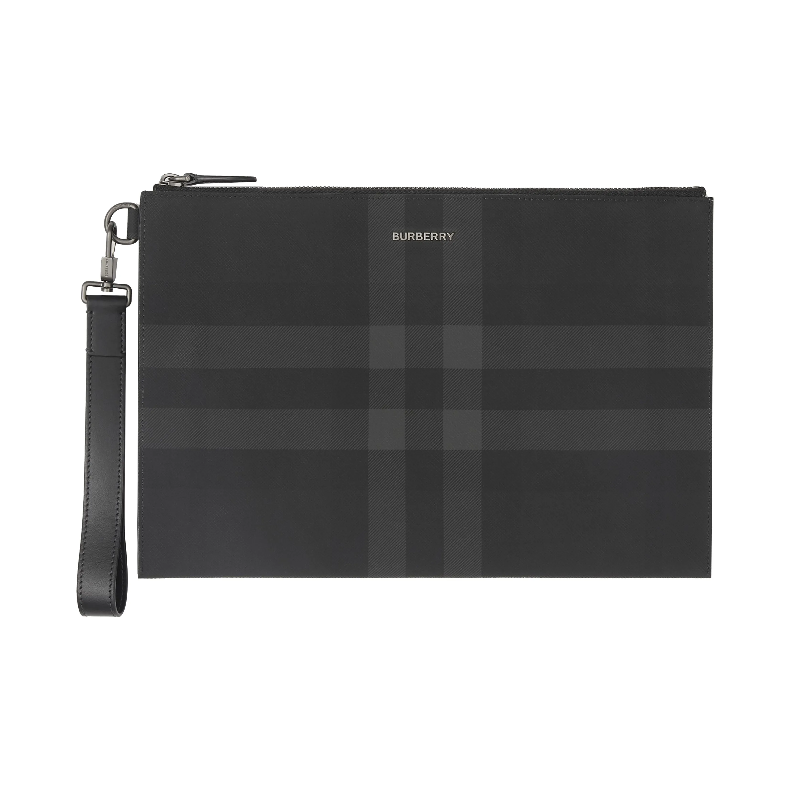 Burberry Cotton With Calfskin Trim Storage Bag Clutch Tubas Men's Charcoal Gray