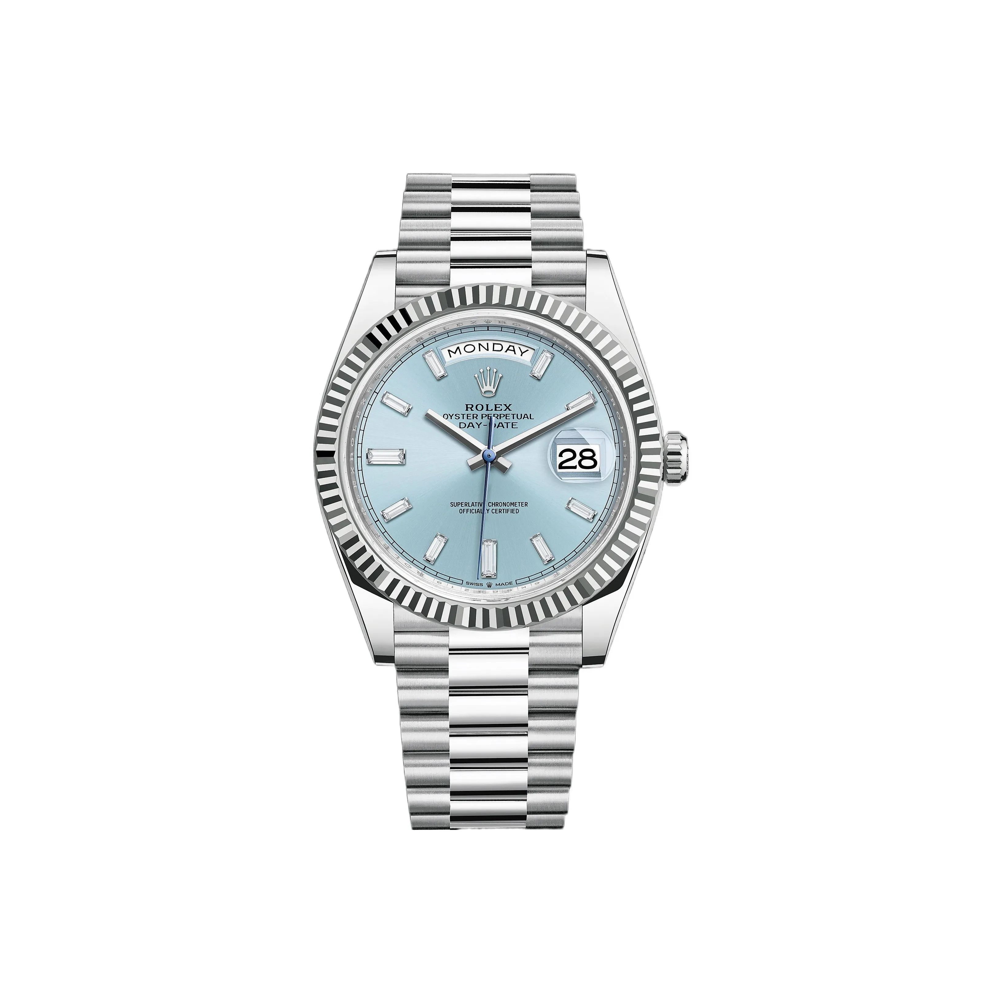 ROLEX Week type Calendar Automatic Mechanical Movement Men's Watches Watch Blue Dial Platinum Watch Case Platinum Strap