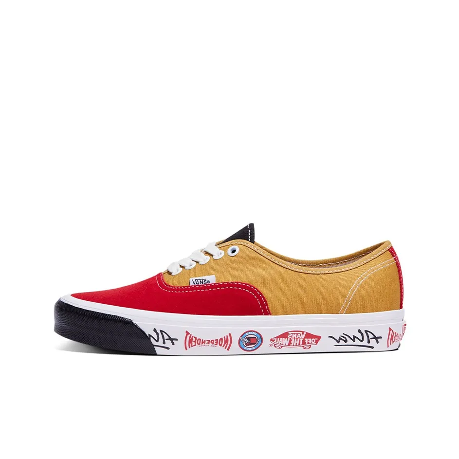 Vans Authentic Low Top Casual Skateboarding Shoes Unisex Red Gold