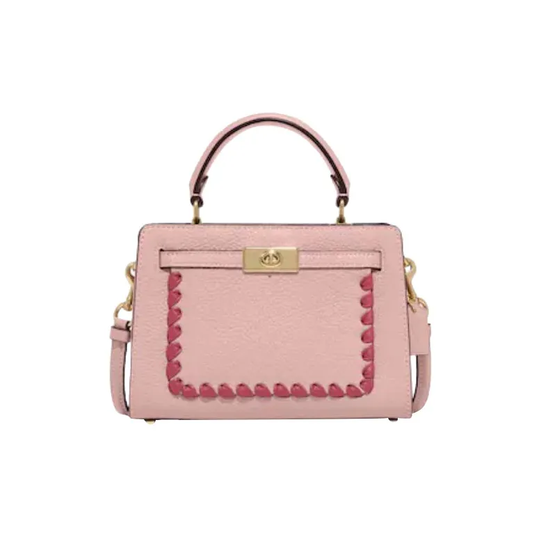 COACH Lane Утонченный Каменная Кожа Пэчворк Гладкая Кожа Сумка Сумка через плечо Сумка через плечо Маленькая Женская Розовая