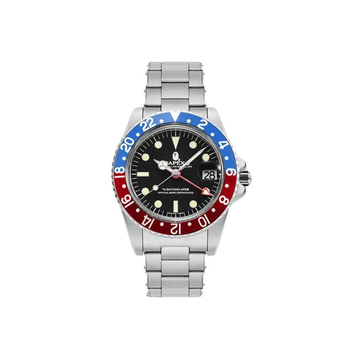 Bape A BATHING APE Type 2 Bapex Watch Silver/Black