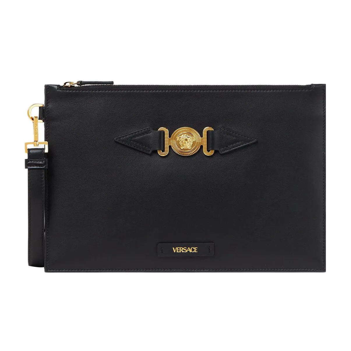 VERSACE Cow Leather Clutch Men's Black