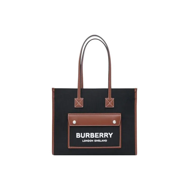 Burberry Vintage Canvas With Calfskin Tote Bag, Shopping Bag, Handbag Trumpets Women's Black/Brown