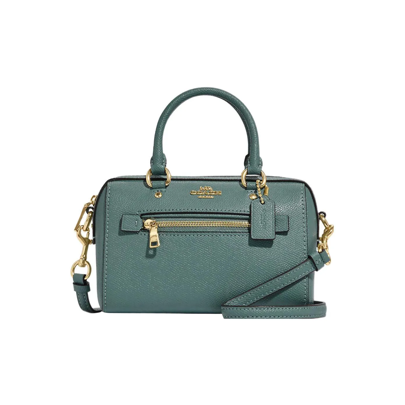 COACH Rowan Cross-Stitch Leather Handbags Shoulder Bag Crossbody Bag Mini Women's Ink Wash Green