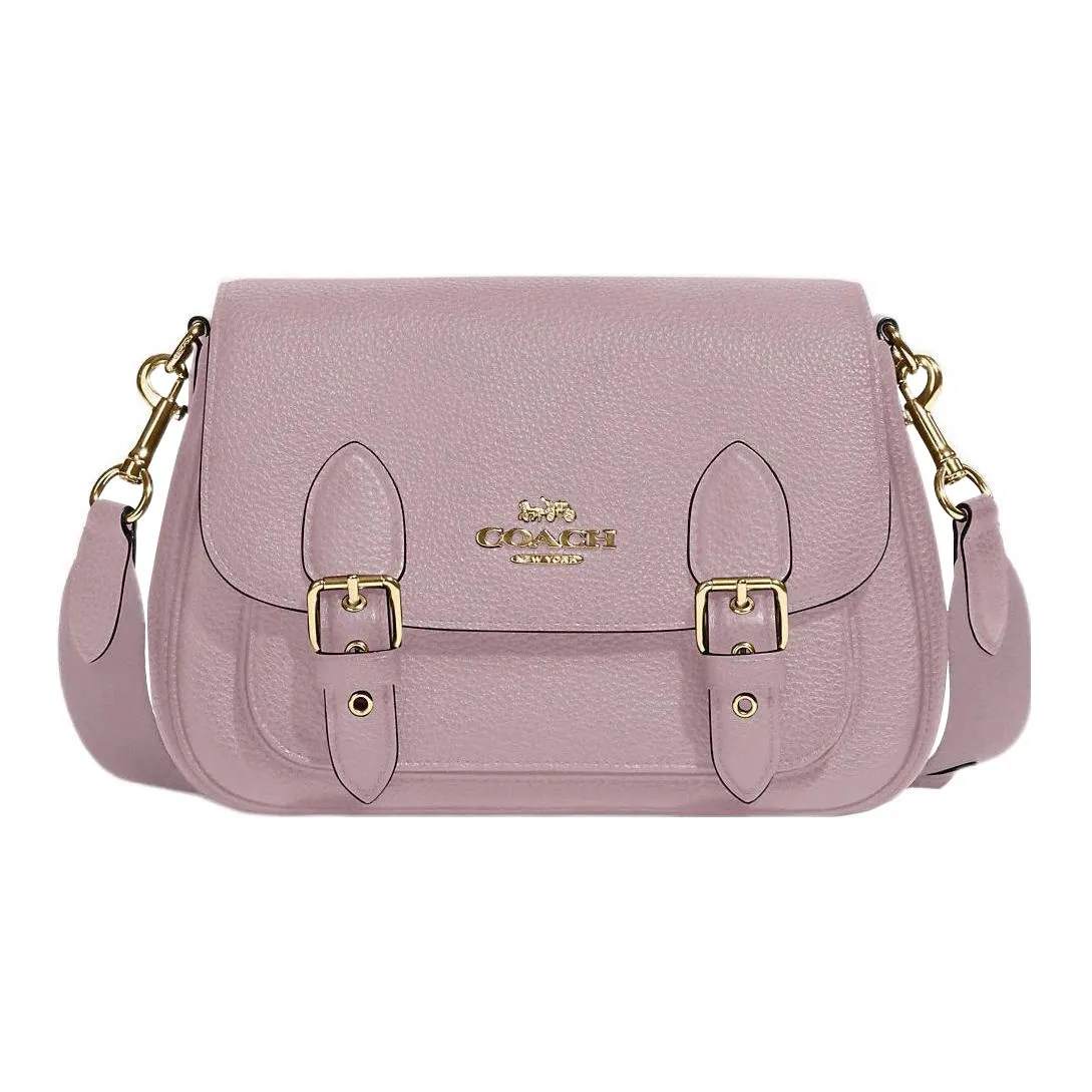 COACH Lucy Pebbled Leather Shoulder Bag Crossbody Bag Small Size Women's Light Purple