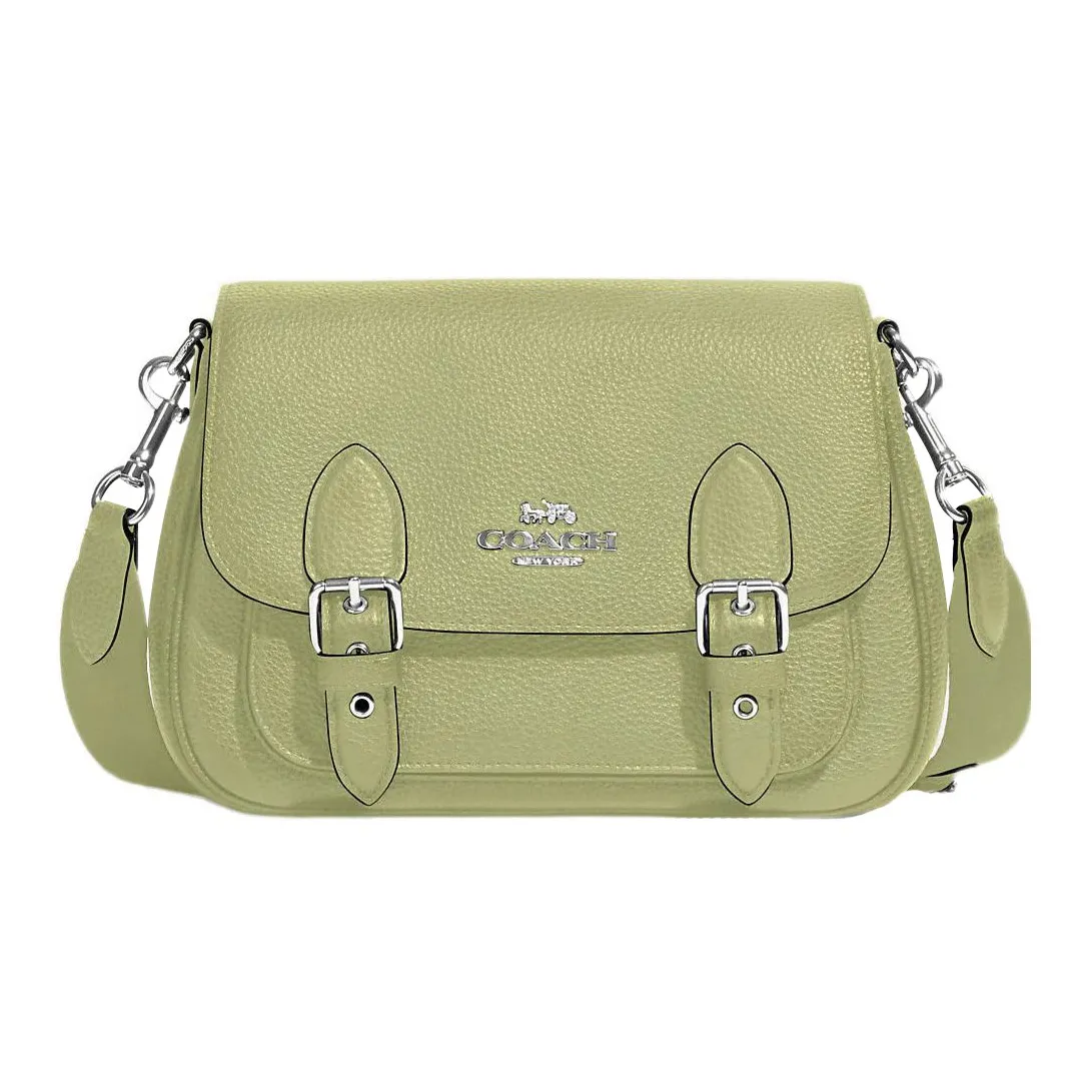 COACH Lucy Refined Pebble Leather Shoulder Bag Crossbody Bag Small Size Women's Lime Green
