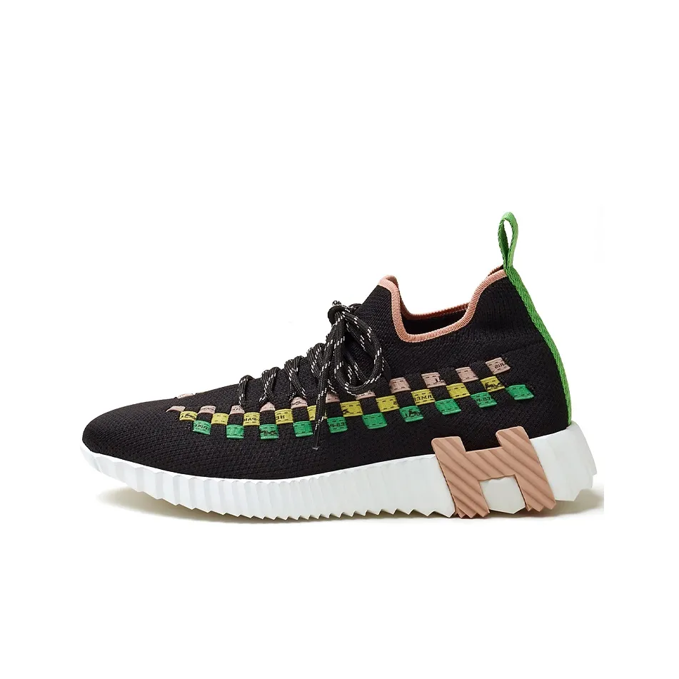 HERMES Fle Anti Slip Wear Resistant Low Top Casual Shoes Women's Black