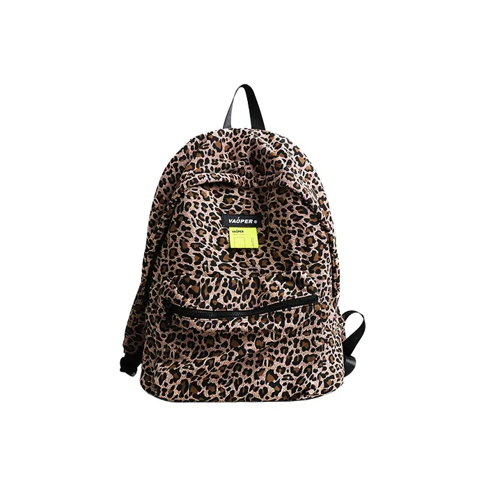 VAOPER Cotton Backpack Unisex Leopard Print