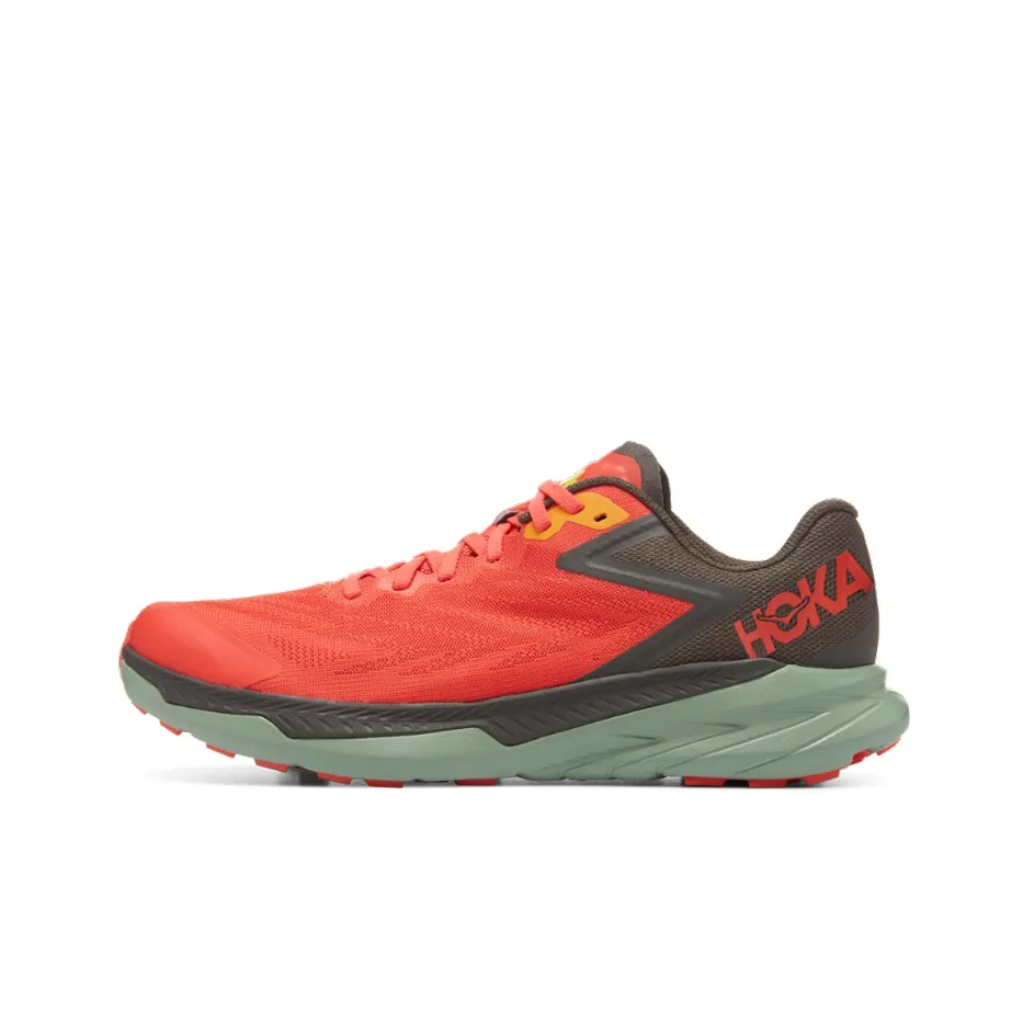 HOKA ONE ONE Амортизаторы Slip-resistant Abrasion-resistant Низкий топ Беговые кроссовки Мужские Красный зеленый