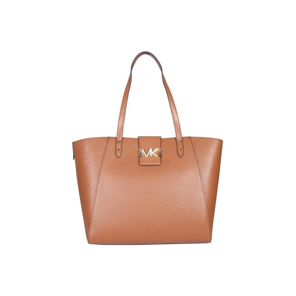 MICHAEL KORS Karlie Leather Tote Bag, Shopping Bag, Shoulder Bag, Handbag Large Size Women's Light Umber