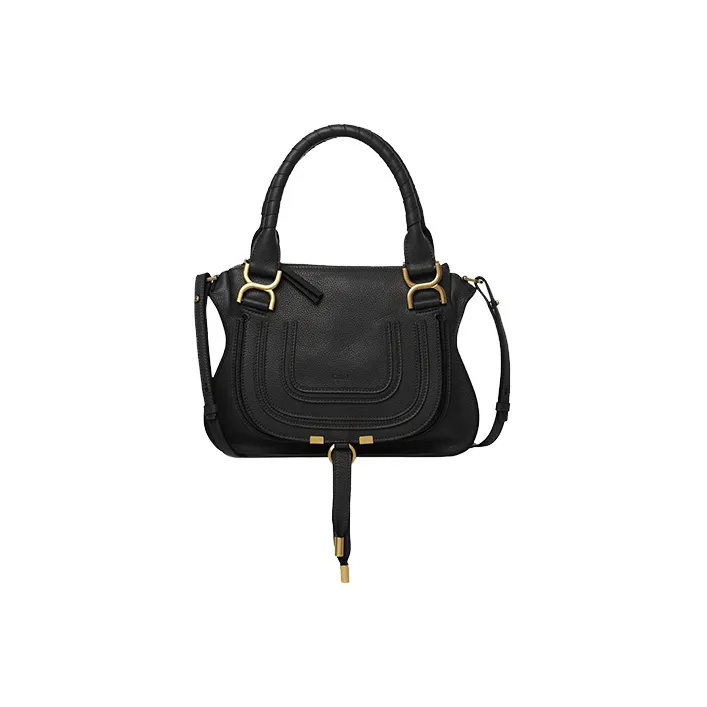Chloe Chloé Handbag Marcie Grained Calfskin Handbag Small Size Women's Black