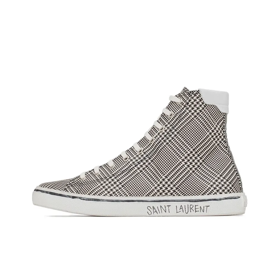 SAINT LAURENT Canvas Shoes Men's High Top Black/White