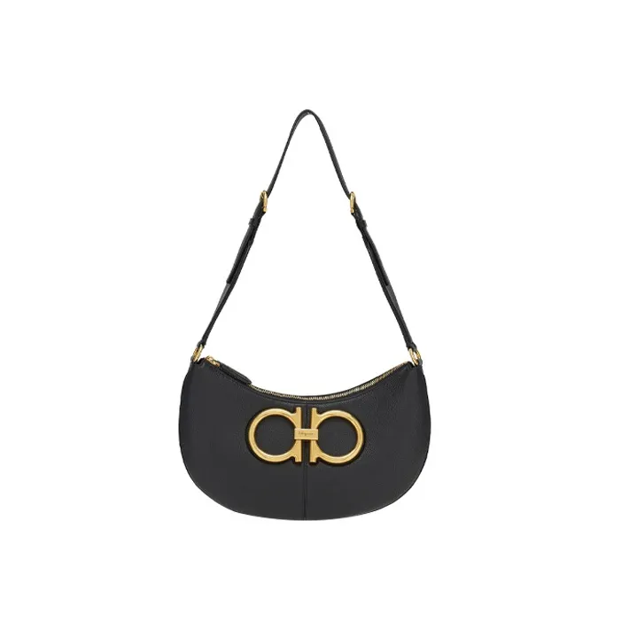 FERRAGAMO Leather Handbags Shoulder Bags Women's Black
