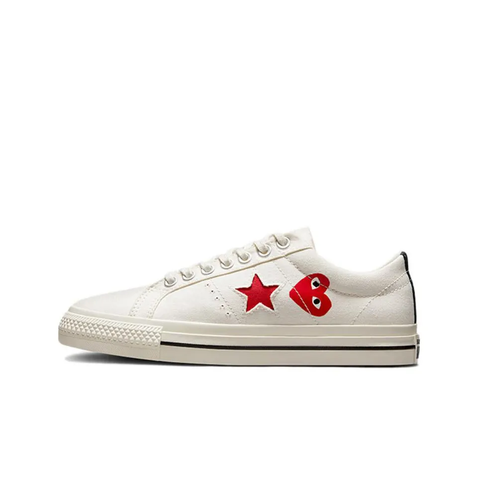 Comme Des Garcons Shirt X Converse Skateboard Shoes Unisex Low Top White/Red