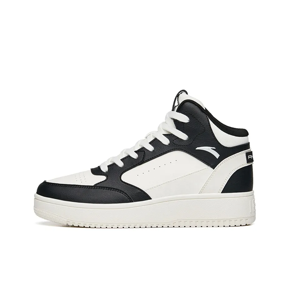 Anta Slip-Resistant Cushioning Wear-Resistant High-Top Skateboard Shoes Women's Black White