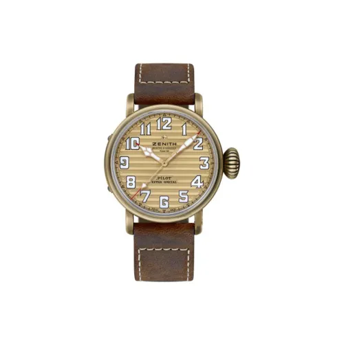 ZENITH Механический Movement Мужские Пилот Часы 45 мм Коричневый