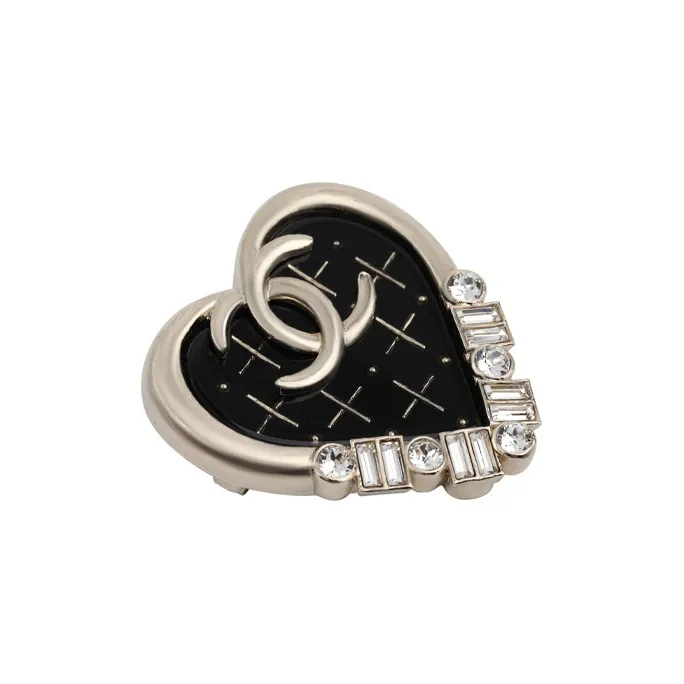 CHANEL 2022 Brass Enamel Cha-Nel Logo Drop Push Back Costume Earrings