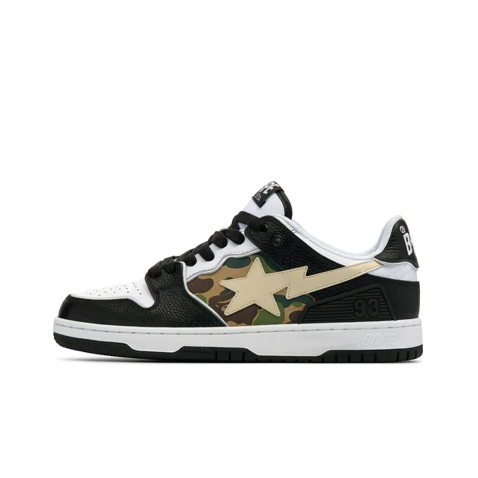 BAPE A BATHING APE Bape SK8 Sta Black White Embroidery Heel Patch