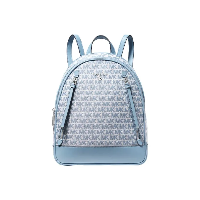 MICHAEL KORS Artificial Leather With Textile Backpack Medium Size Women's Light Blue/Ecru