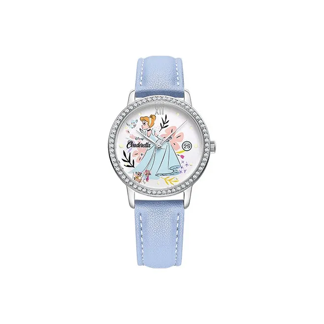 Disney Princess Cinderella Collection Кварцевый механизм Кожаный ремешок Часы Женские Многоцветный циферблат MK 11500L
