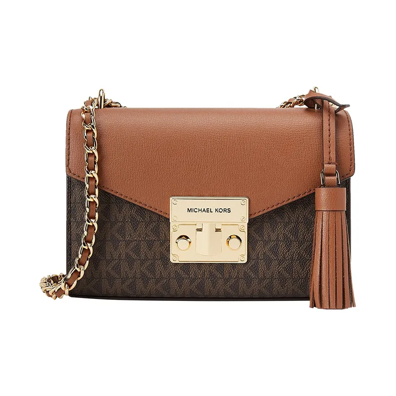 MICHAEL KORS Розовый Кожа Сумка через плечо Маленькая Женская Темно-коричневый и Желтый Коричневый