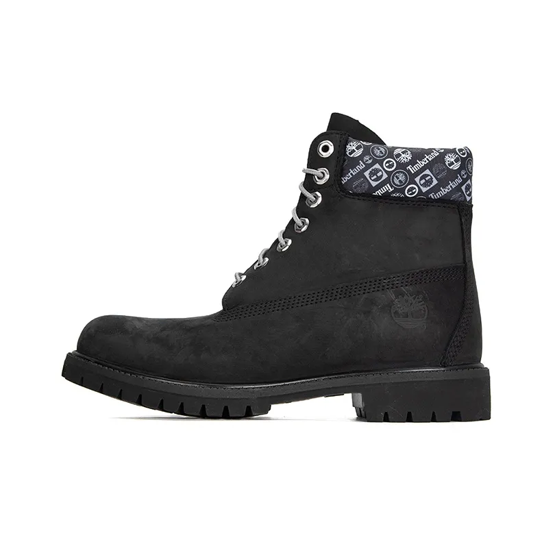 Timberland Premium 6 Inch Waterproof Boots 'Black And Logo Print'