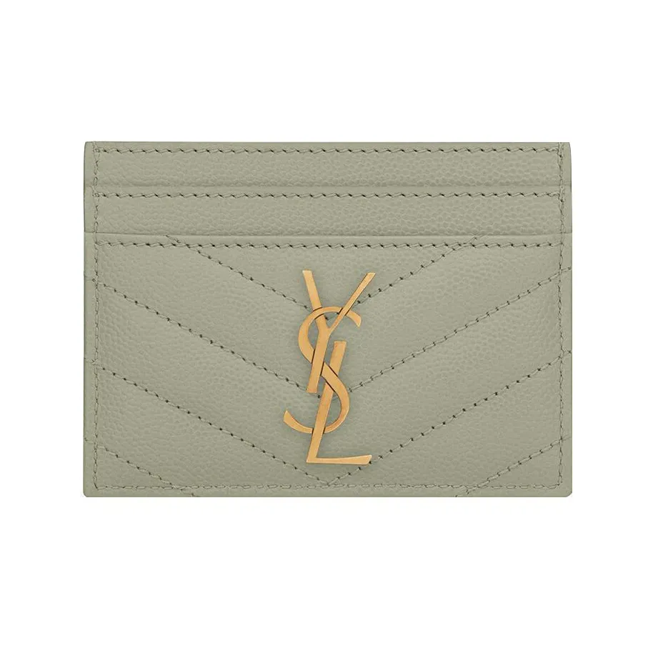 SAINT LAURENT CASSANDRE Cow Leather Card Holder Women's Mint Green