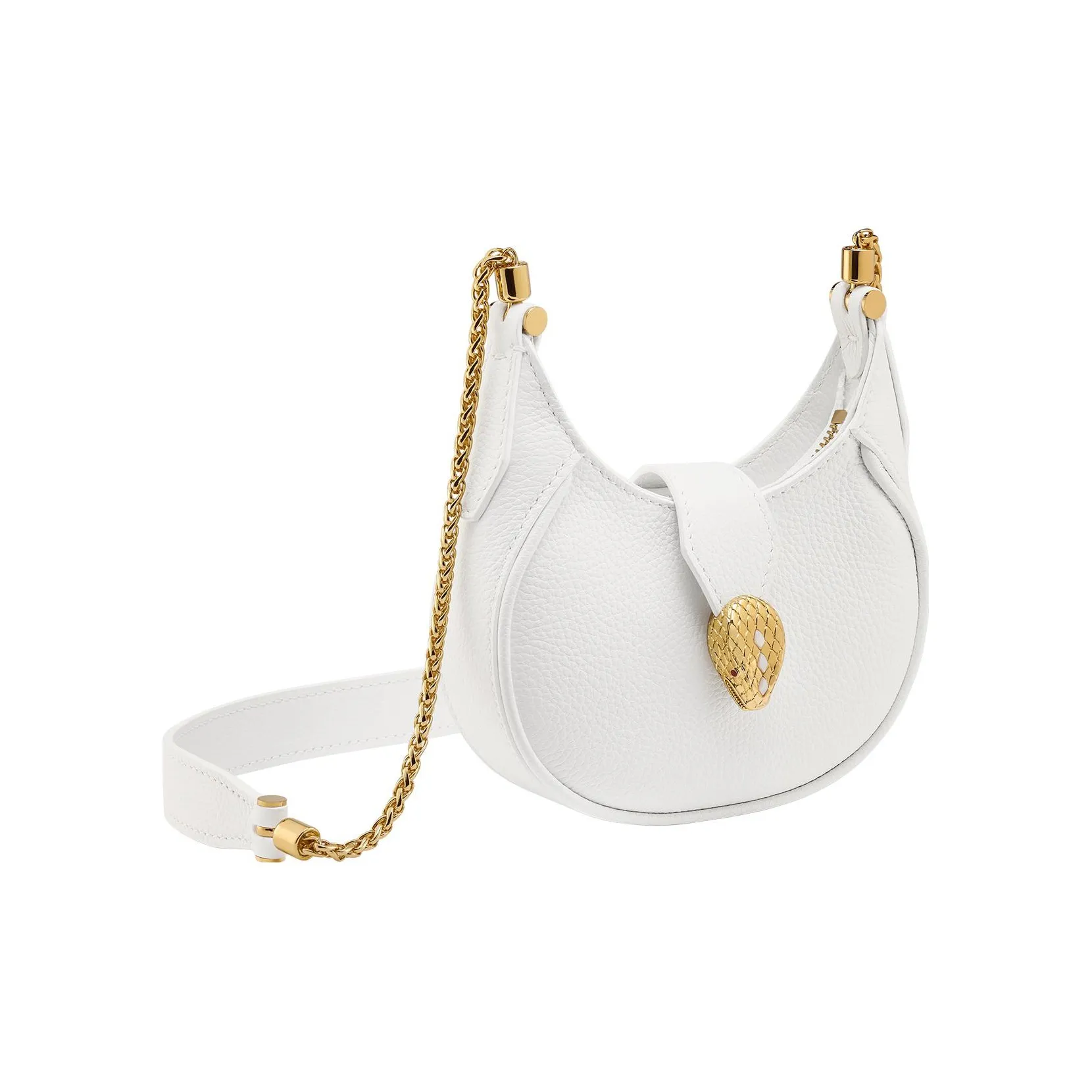 BVLGARI Serpenti Ellipse Calfskin Shoulder Bag Crossbody Bag Mini Women's White