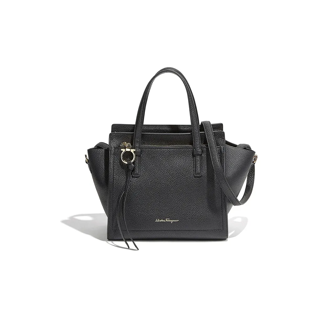 FERRAGAMO Calfskin Leather Shoulder Bag, Crossbody Bag, Handbag Women's Black