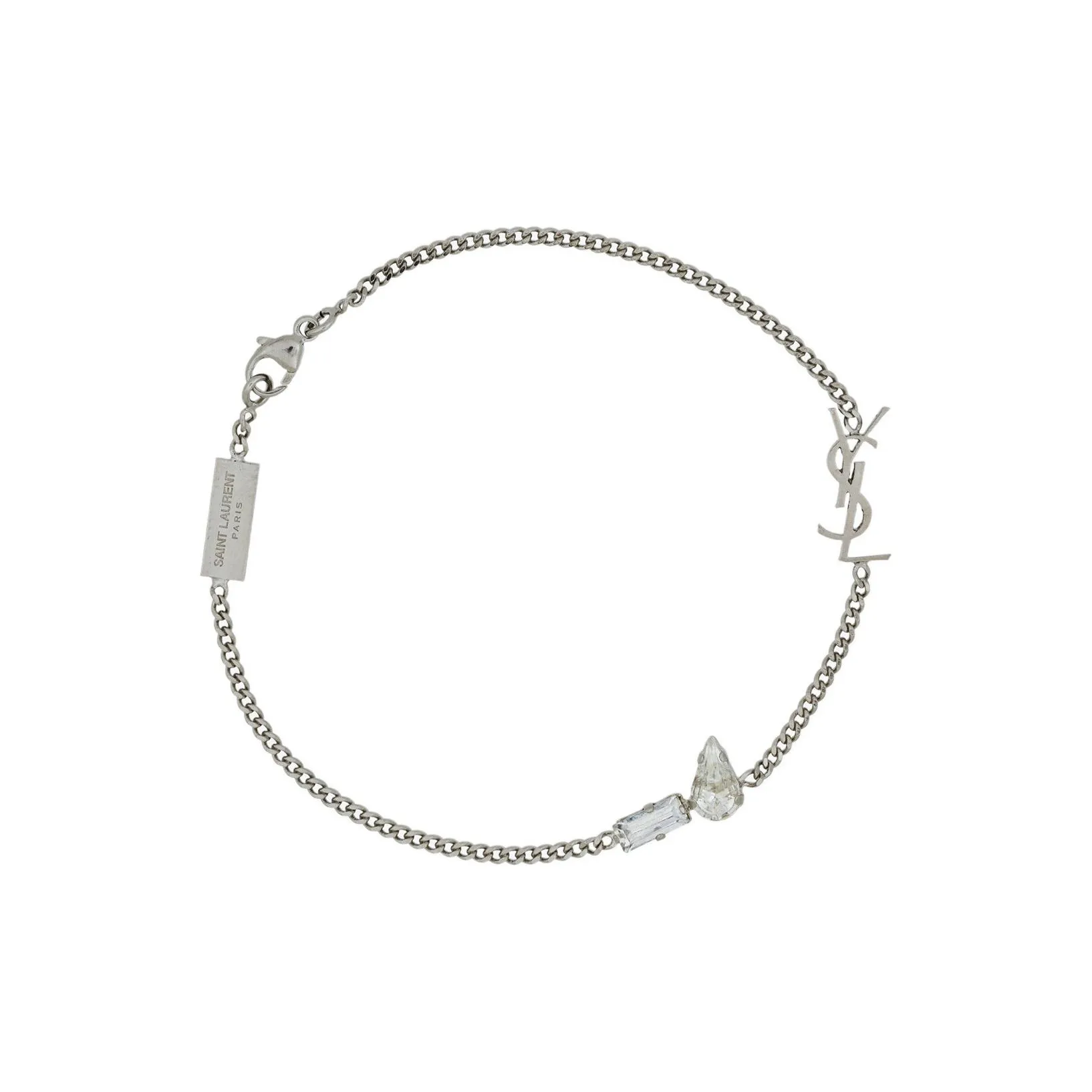 SAINT LAURENT Cassandre Charm Logo Plaque Bracelet