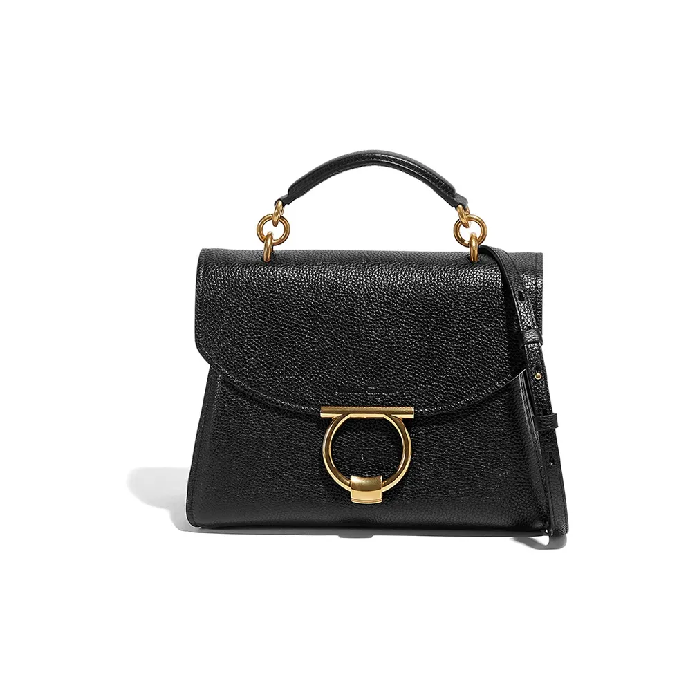 FERRAGAMO Cow Leather One Shoulder Handbag Regular Women's Black