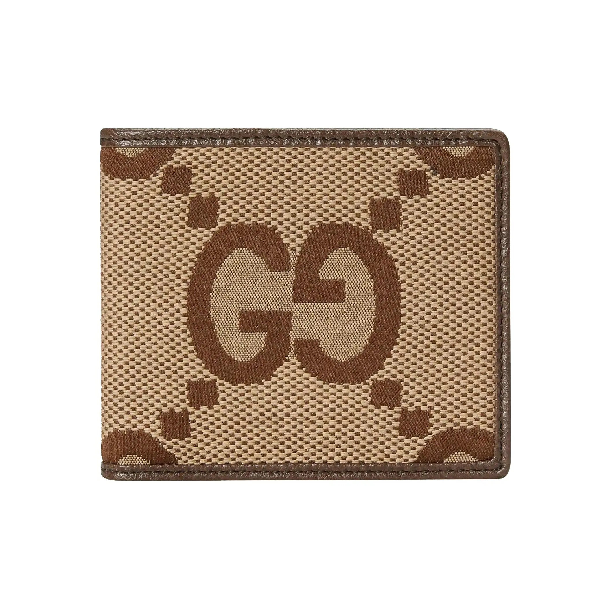 GUCCI Jumbo GG Холст с кожей Обметка Кошелек Экстра-большой Мужской Верблюжий цвет Эбеновый