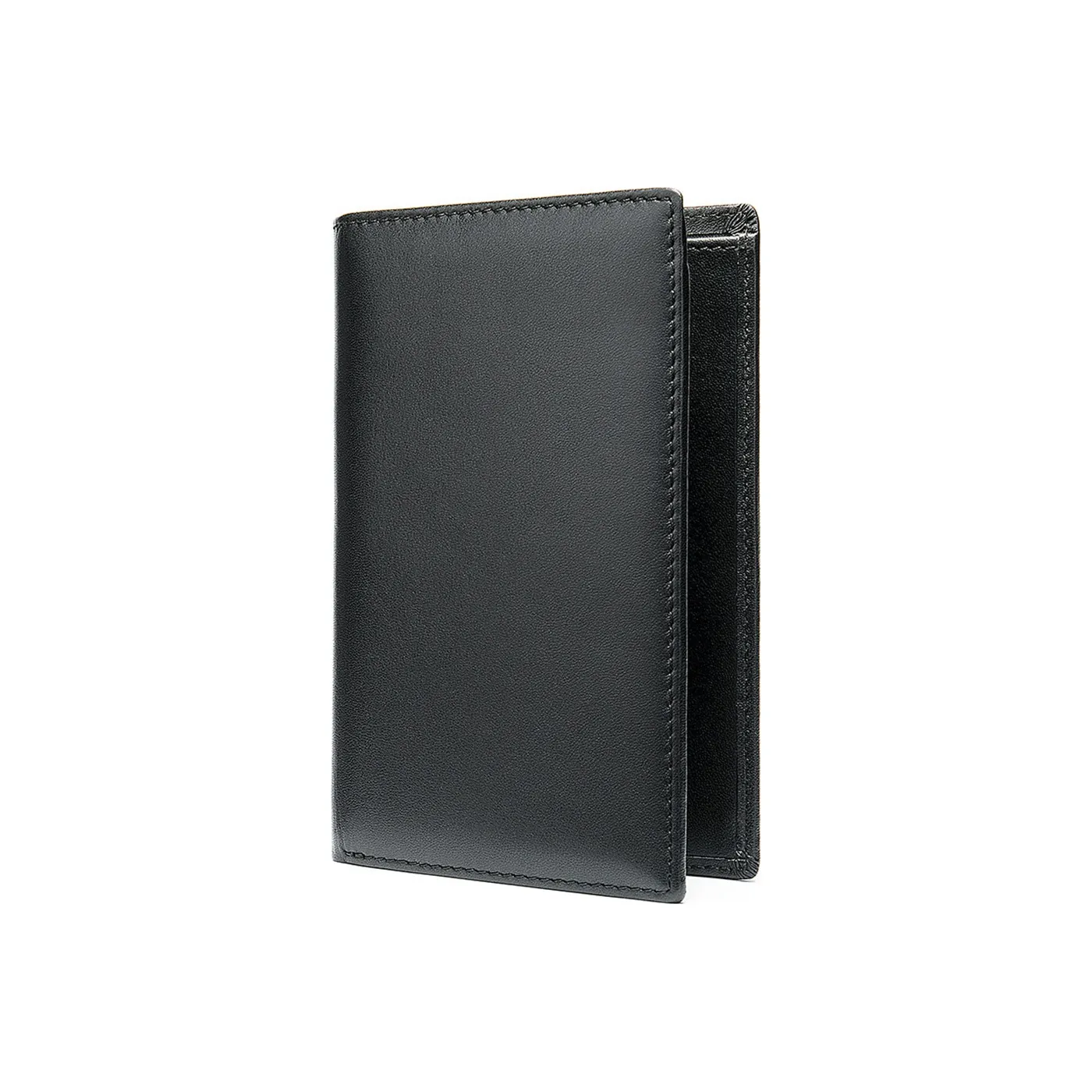 NOMK Top Grain Cow Leather Passport Holder Coin Purse Leather Clip Regular Men's Black