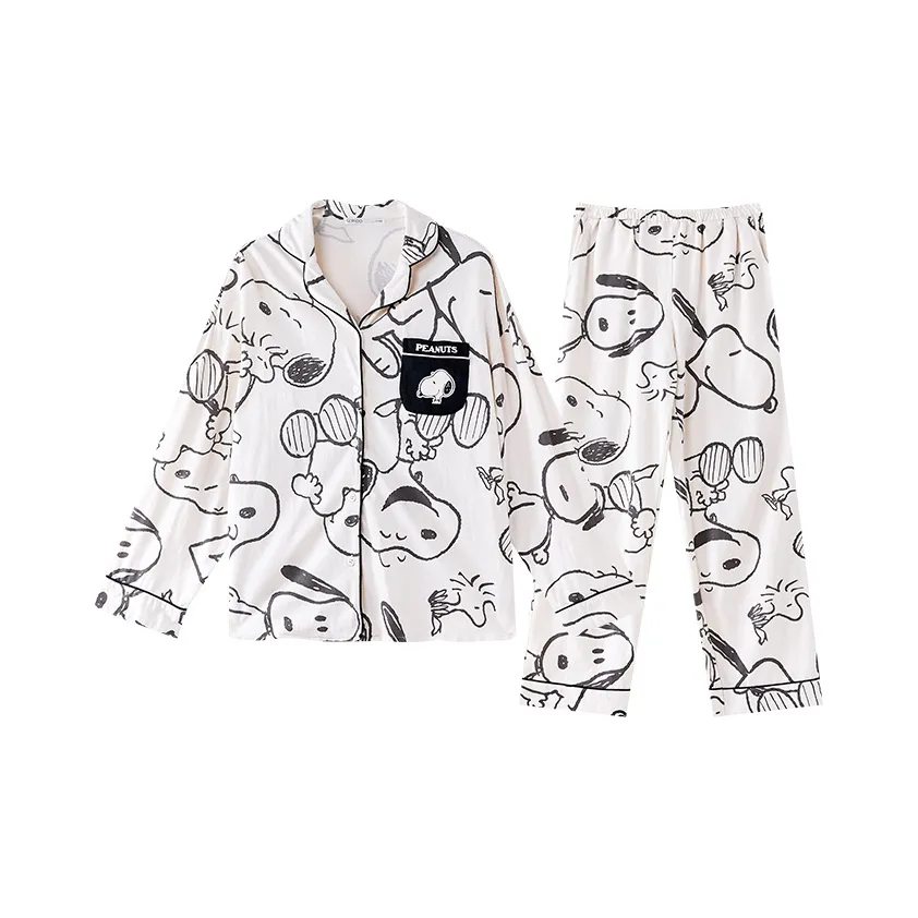 GUKOO x SNOOPY Pajama Set Women's Pearl White
