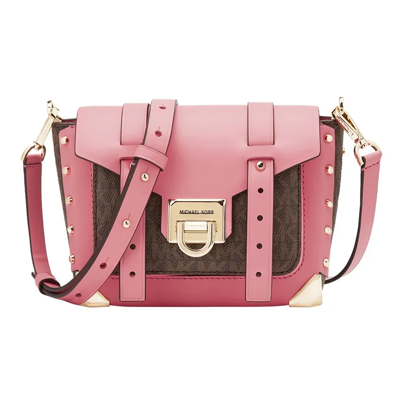 MICHAEL KORS Manhattan Artificial Leather Crossbody Bag, Shoulder Bag Trumpets Women's Pink/Brown