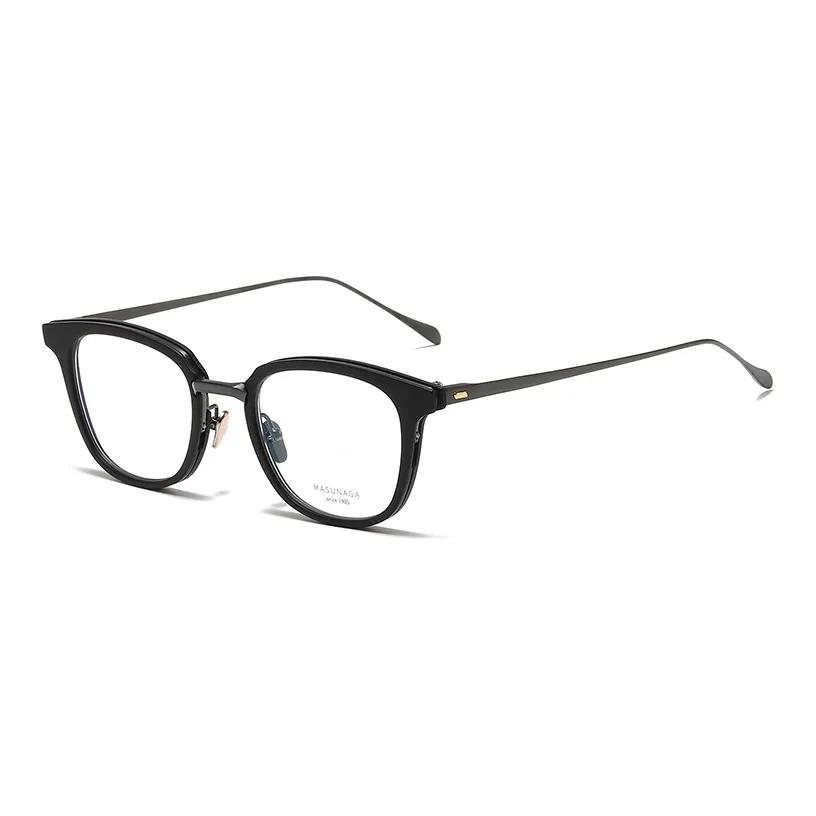 MASUNAGA Plate And Titanium Alloy Oval Eyeglass Frames Unisex