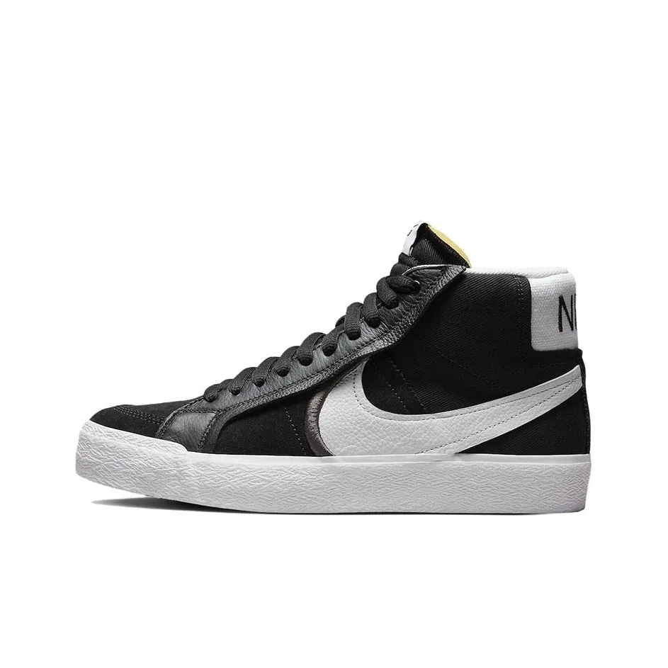 Nike Blazer Slip-resistant Abrasion-resistant Lightweight MID Skateboarding Shoes Men's Black White
