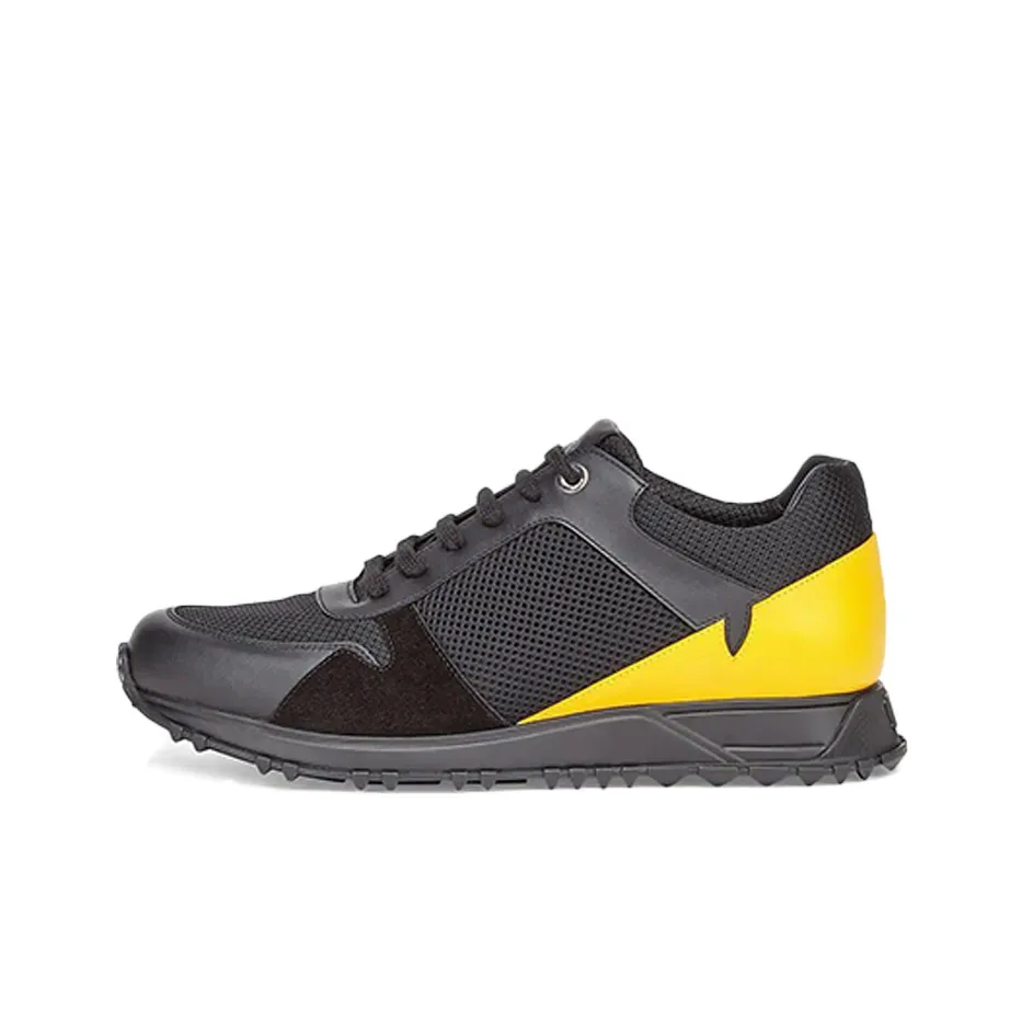 FENDI Low Top Casual Shoes Men's Black Yellow