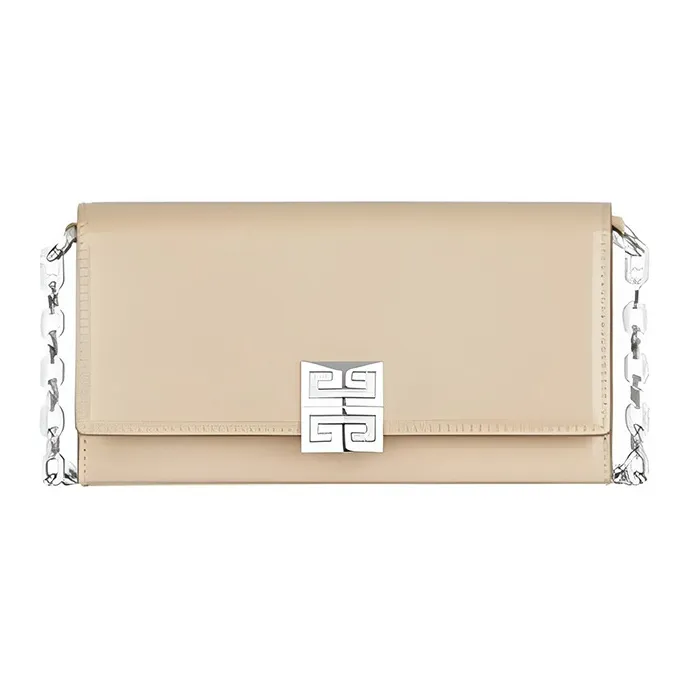 GIVENCHY 4G Cow Leather Clutches Wallets Shoulder Bag Crossbody Bag Women's Taupe