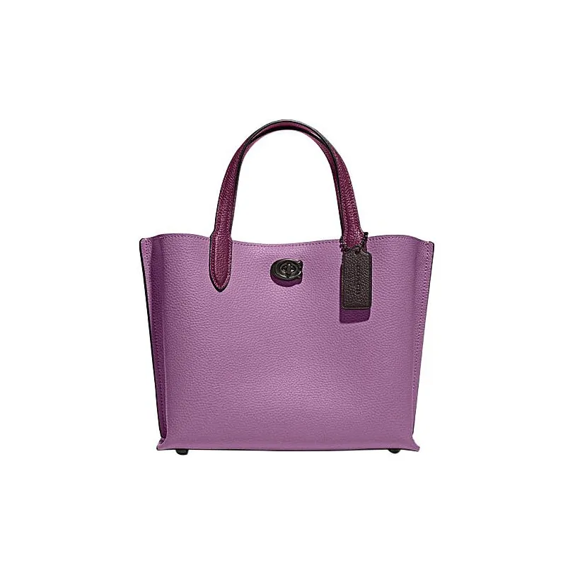 COACH Willow Спилок Коровьей Кожи Тоут Сумка Сумка для покупок Сумка через плечо Сумка среднего размера Женская Фиолетовая