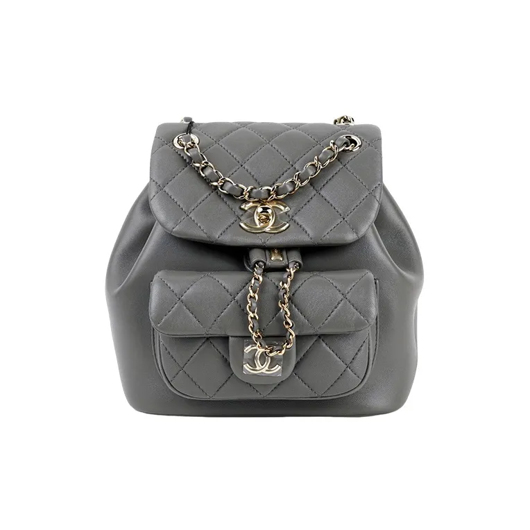 CHANEL Duma Sheepskin Backpack Women's Gray