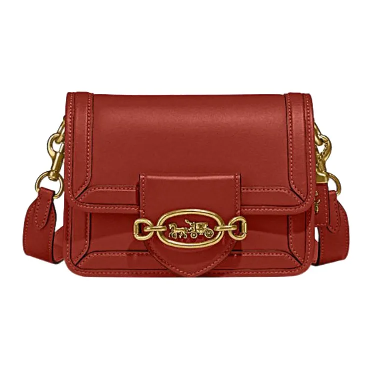 COACH Hero Cow Leather Shoulder Bag, Crossbody Bag Trumpets Women's Red
