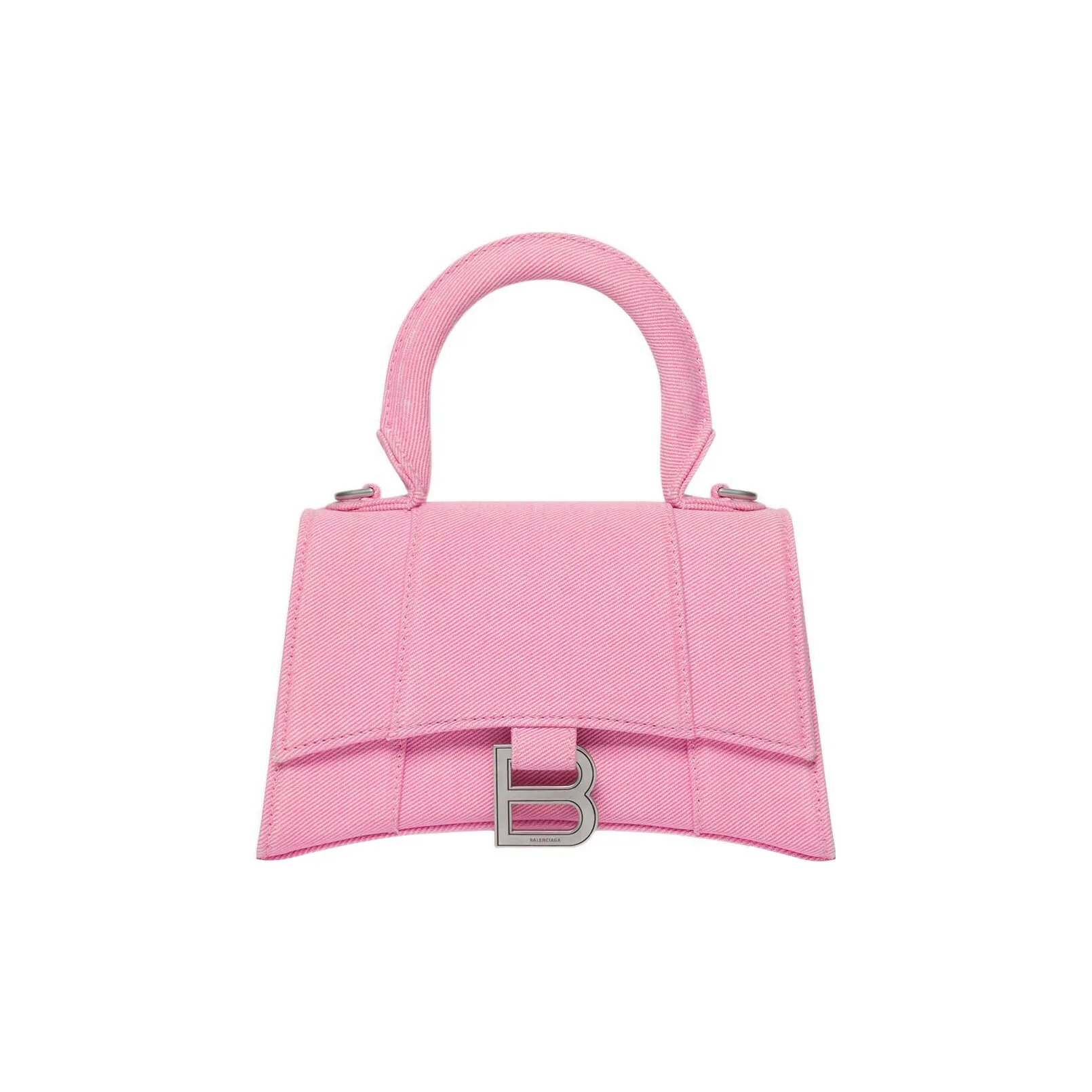 Balenciaga Hourglass Washed Denim Shoulder Bag, Crossbody Bag, Handbag Extra Small Women's Pink