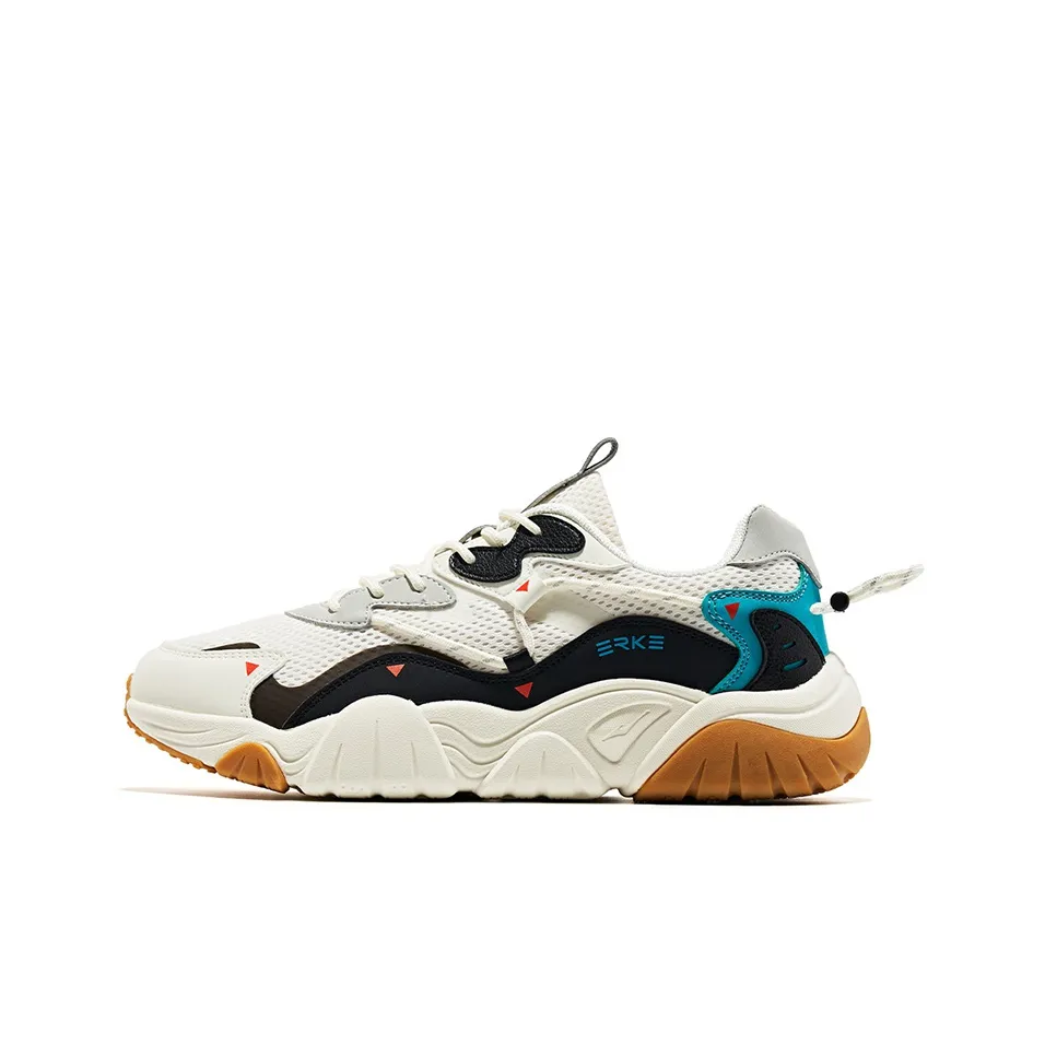 Erke Tennis Shoes Men Low Top Ivory White/Dawn Green/Black