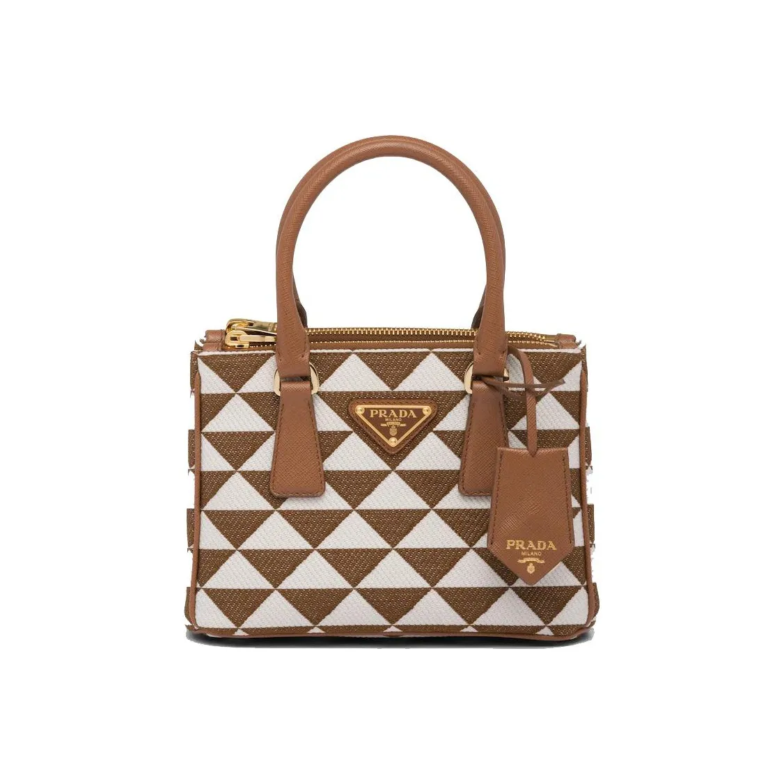 PRADA Galleria Killer Bag Fabric With Leather Shoulder Bag Crossbody Bag Handbag Women's Tobacco/Pink Mist White