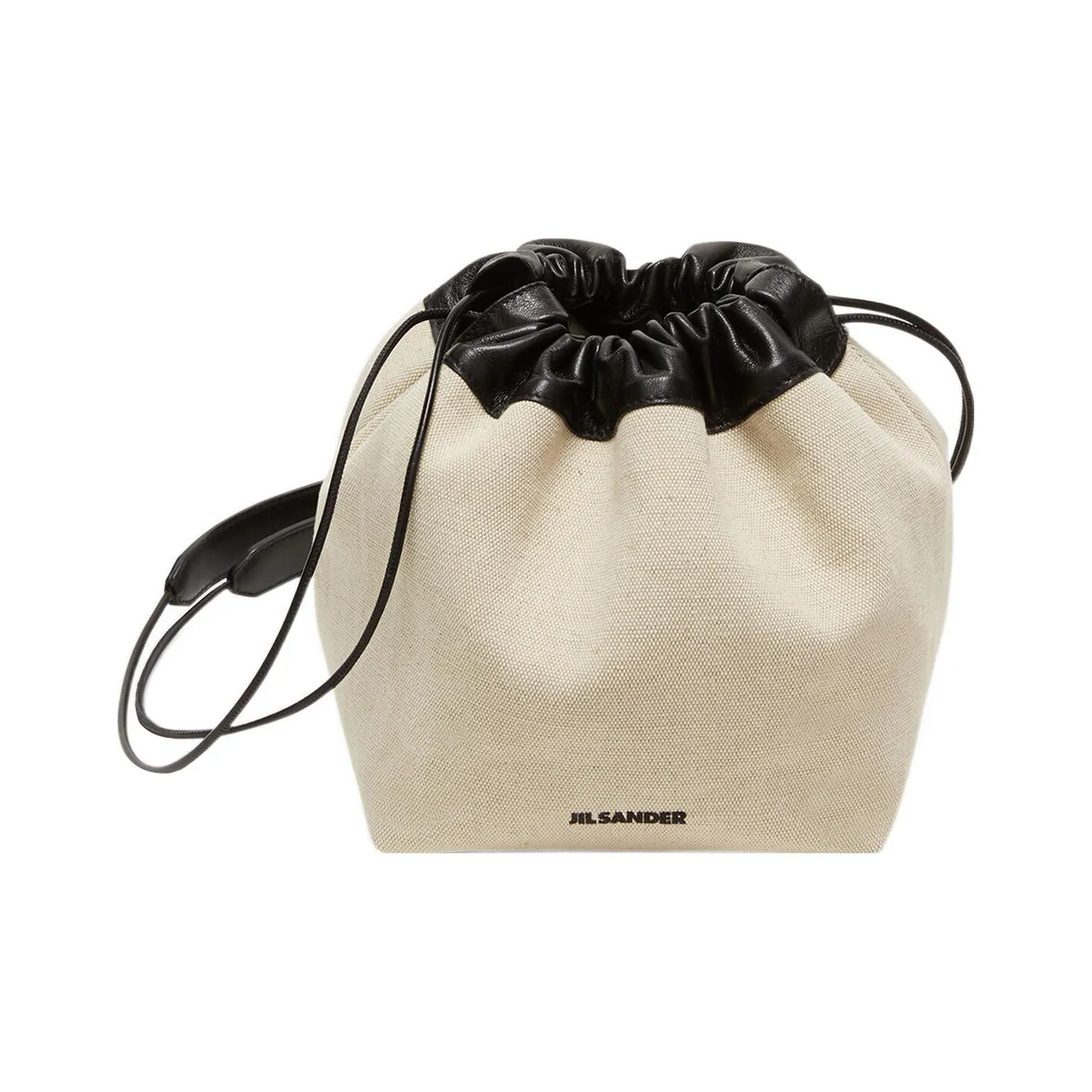 JIL SANDER Canvas With Leather Canvas Bag, Bucket Bag, Shoulder Bag, Crossbody Bag Trumpets Men's Beige